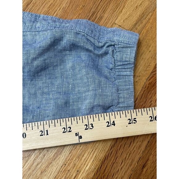 Athleta Cabo Women's 8P Blue Pant Linen Jogger Chambray Tapered Resort Travel - Picture 9 of 10